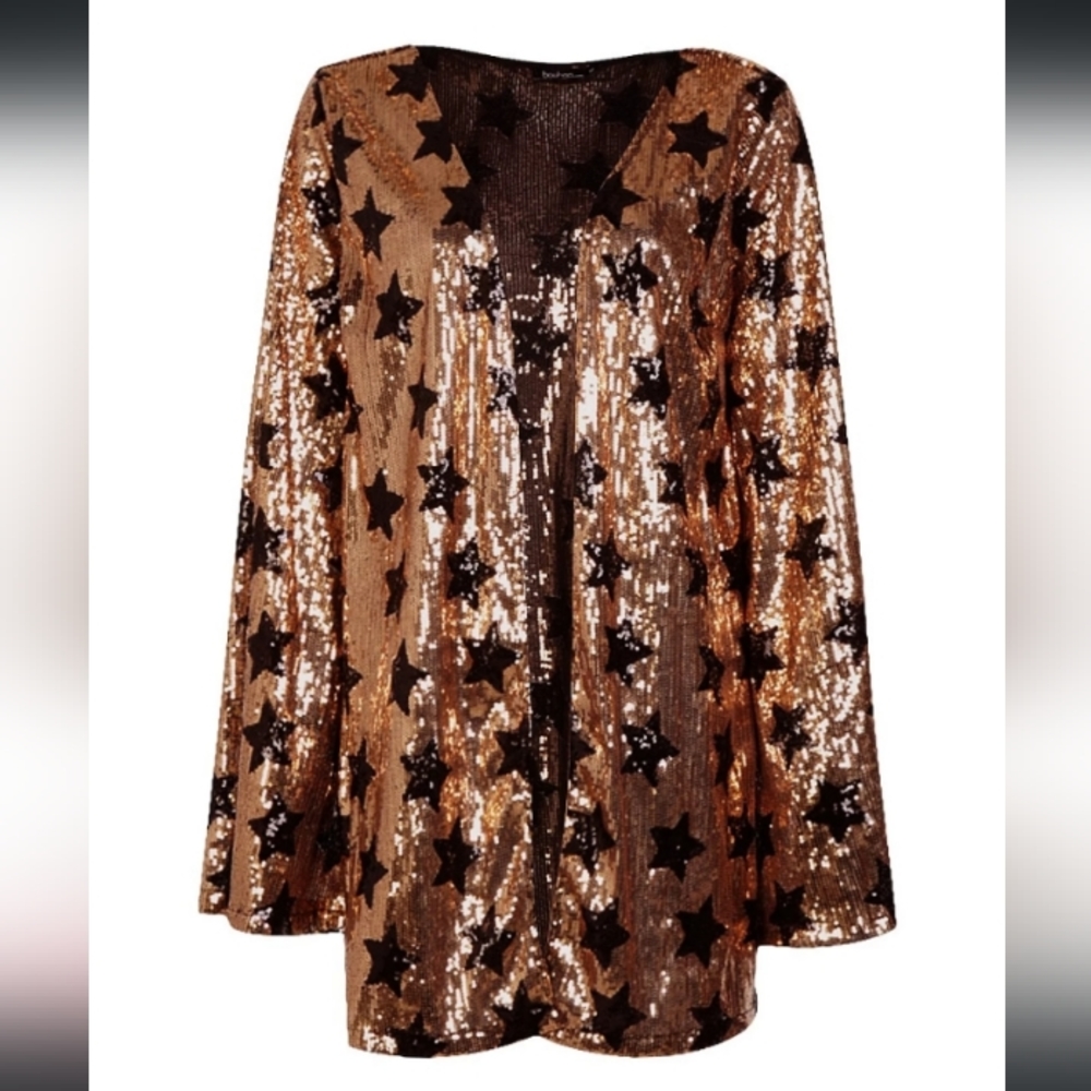 Black and Gold star sequin Kimono